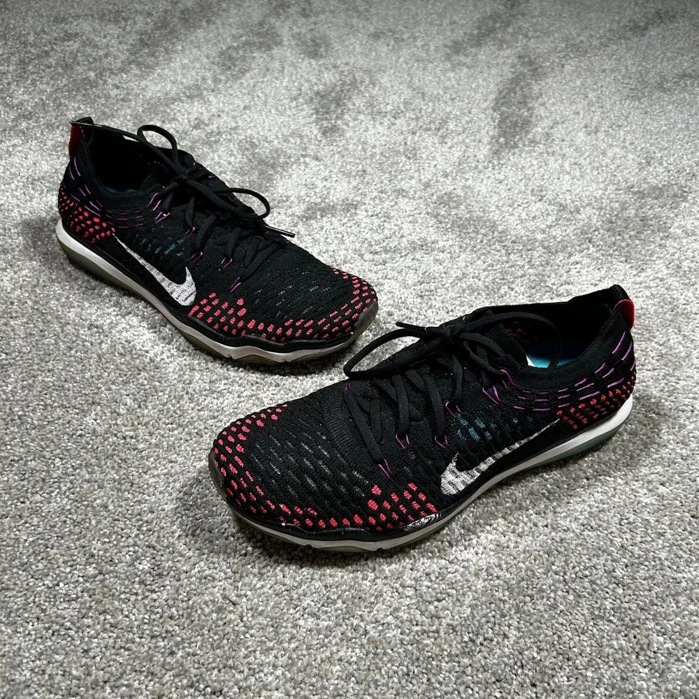 Nike Zoom Fearless Flyknit Womens Training Shoes Black Pink 850426-006 Size 9